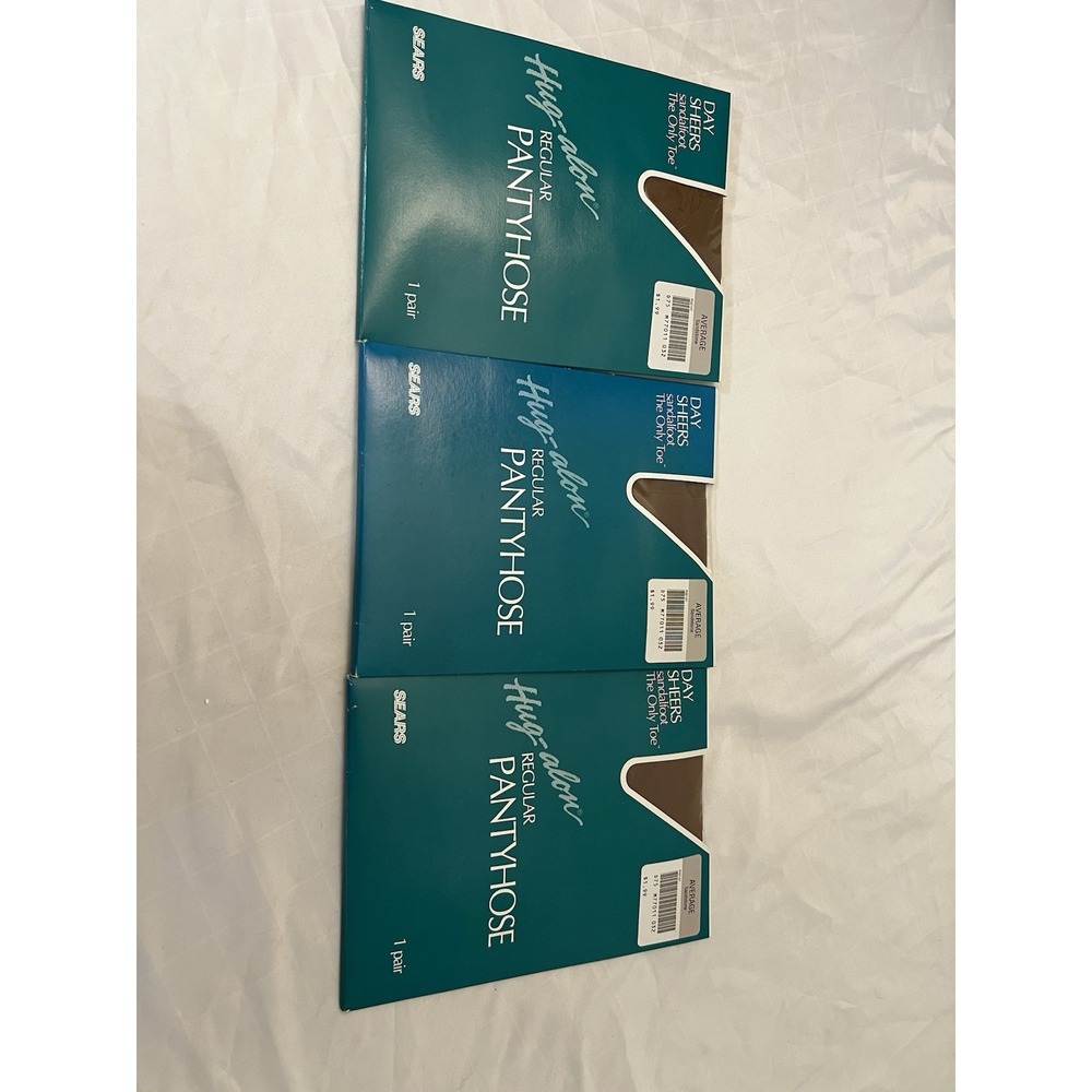 Pantyhose 3 pairs Sears Day Sheers Sandalfoot Average‎ Sandstone NEW NOS USA
